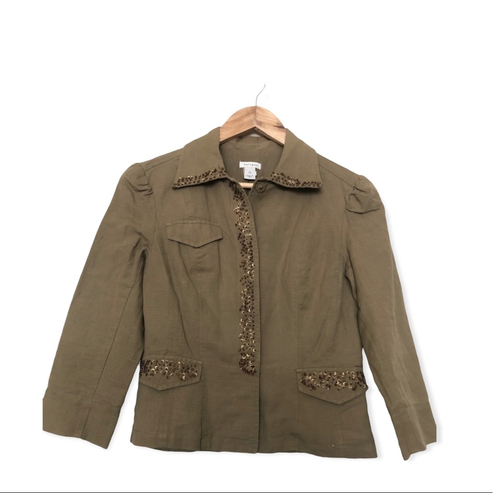 Halogen Linen blend jacket blazer - Picture 3 of 10